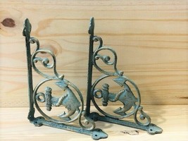 2 CAST IRON BOAT ANCHOR BRACKETS CORBELS BRACES WALL SHELF BRACKET NAUTI... - $24.99