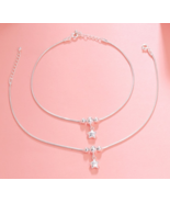 925 Sterling Silver Star Charm Chain Beaded Chain Anklet Jewelry For Women - $108.53 CAD