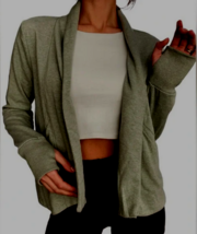 new HARMONY &amp; BALANCE Open Front Sweater Cardigan sz S Yoga Fashion Jacket Gray - £19.30 GBP