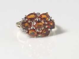 10k Yellow Gold With Diamond And Citrine Women&#39;s Color Stone Ring - £159.07 GBP