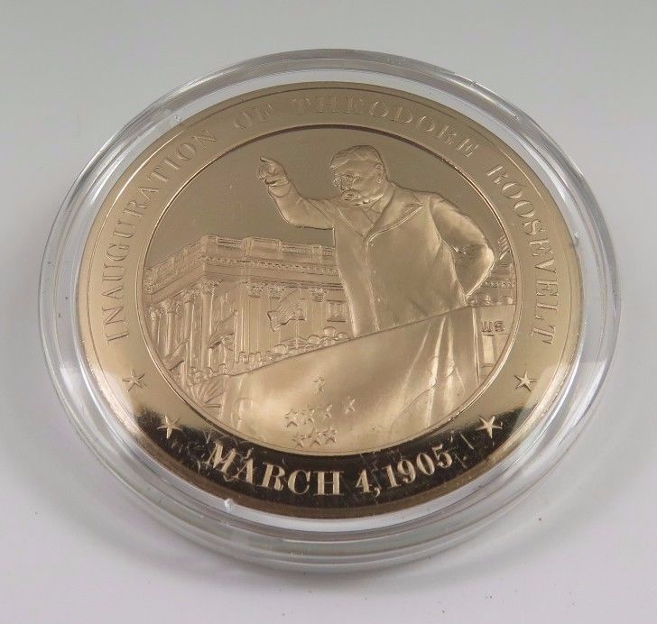 March 4, 1905 Inauguration Of Theodore Roosevelt Franklin Mint Solid Bronze Coin - $12.16