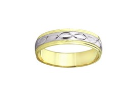 14k Two Tone Gold Criss-Crossing Lines Wedding Band - £301.60 GBP