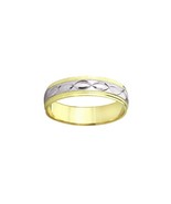 14k Two Tone Gold Criss-Crossing Lines Wedding Band - $7,030.12 MXN