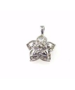 10k White Gold Flower Hollow Back Pendant With Diamonds - $231.83 CAD