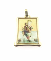 14k Yellow Gold Vintage  Religious Medal With Picture - £148.75 GBP