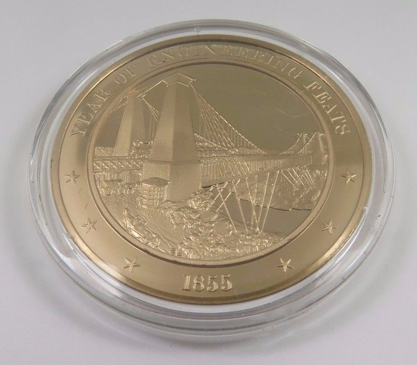 Primary image for 1855 Year Of Engineering Feats Franklin Mint Solid Bronze Coin American History