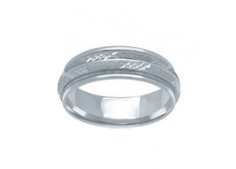 14k White Gold Wedding Band with Design - £519.58 GBP