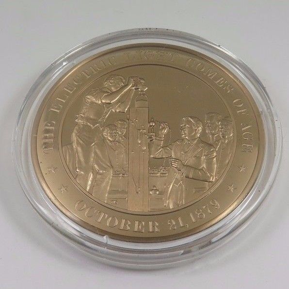 Primary image for October 21, 1879 The Electric Light Comes Of Age Franklin Mint Solid Bronze Coin