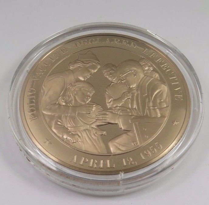 Primary image for April 12, 1955 Polio Vaccine Declared Effective Franklin Mint Solid Bronze Coin