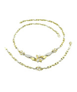 10K Two Tone Gold Matching Necklace &amp; Bracelet Set W/ Bright Cuts Flower... - $955.56 CAD