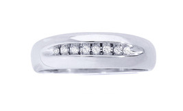 10k White Gold Diamond Wedding Band With Eight Round Cut Diamonds - $199.00
