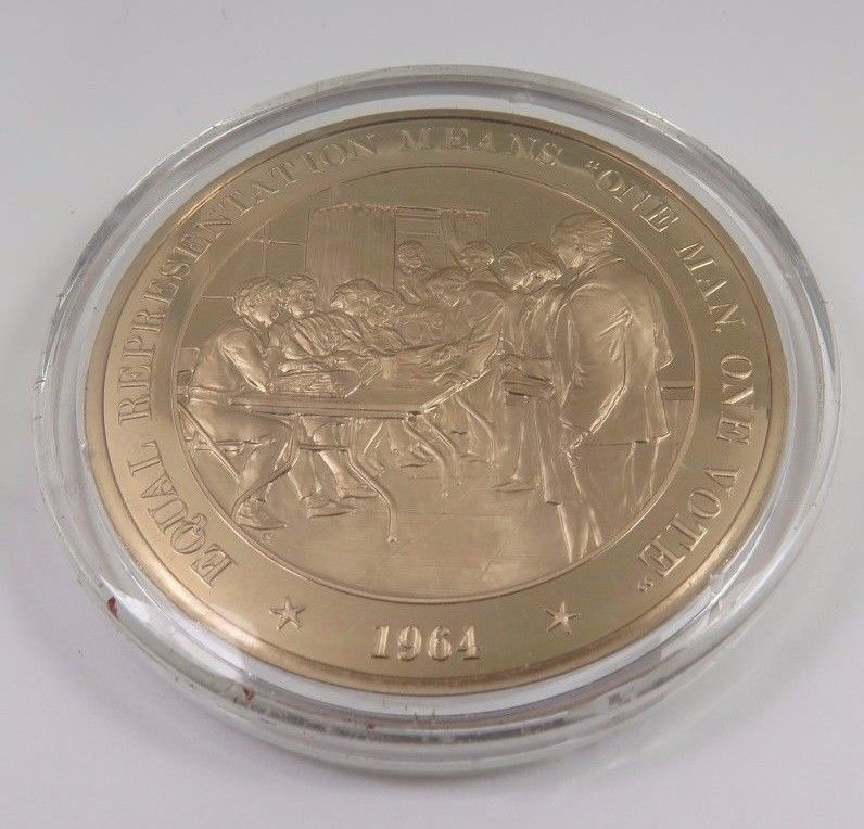 1964 Equal Representation Means "One Man, One Vote" Franklin Mint Bronze Coin - £9.72 GBP