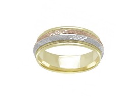 14k Tricolor Gold Wedding Band - £478.81 GBP