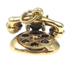 14k Yellow Gold 3 D Vintage Rotary Phone Charm - £139.11 GBP