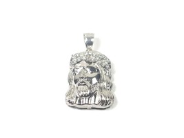 10k White Gold 3-D Jesus Face Head With CZ Pendant 10g - £359.71 GBP