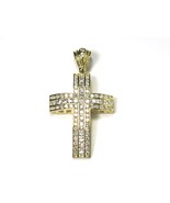 10k Yellow Gold CZ Large Cross With 3 Rows Cz Stones 22g - £770.32 GBP