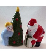 CLAY ART Salt &amp; Pepper CHRISTMAS EVE Santa Child ChristmasTree RETIRED N... - £18.75 GBP