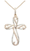 14 K White And Rose Gold Diamond Cross Pendant - £1,105.10 GBP