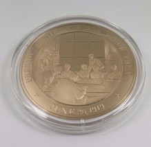 June 28, 1919 President Wilson Signs Peace Treaty Franklin Mint Bronze Coin - $12.16