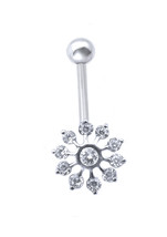 14k White Gold Belly Button/Naval Ring With Screw Backs And Flower Shaped - £101.99 GBP