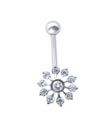 14k White Gold Belly Button/Naval Ring With Screw Backs And Flower Shaped - $177.71 CAD