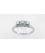 10k White Gold Three Stone Princess Cut &amp; Halo Ring - $449.06 CAD