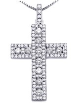 14 K White Gold Cross Encrusted With Diamonds Pendant - £933.05 GBP