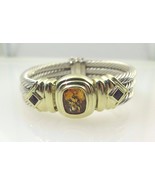 David Yurman Sterling Silver And 14k Gold Bangle Cable Bracelet With Color Stone - $1,700.00