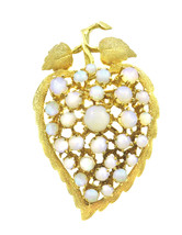 14k Yellow Gold Antique Grape Cluster Brooch Pin Pendant  With Opals - £591.43 GBP