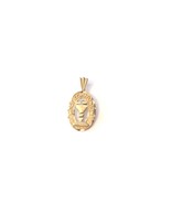 14k Yellow Gold Oval Shape Holy Communion Charm With Open Middle - £59.25 GBP