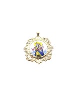14k Yellow Gold Vintage Antique Religious Medal With Pictures Filigree D... - £558.74 GBP