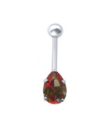 14k White Gold Belly Button/Navel Ring With Screw Backs  Pear Shaped Col... - $205.83 CAD