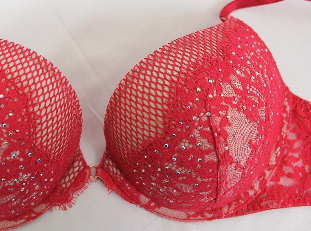 Buy Victoria's Secret Lipstick Red Lace Push Up Bra from the Next UK online  shop