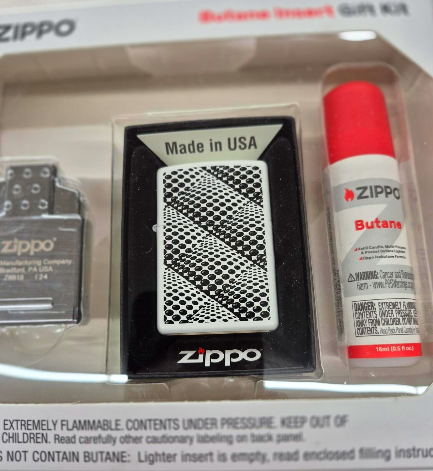 Rare White Dots &amp; Box&#39;s Zippo Lighter Gift Kit - $37.95