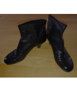 NINE WEST LADIES BLACK SOFT LEATHER ANKLE BOOTS-10M-2.5&quot; HEEL-PULL ON-NICE - £14.59 GBP