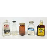 5 Vintage Amber &amp; Clear Bottles / Jars Apothecary - $17.27 CAD