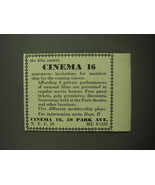 1949 Cinema 16 Film Society Advertisement - Invitations for Membership - £14.55 GBP