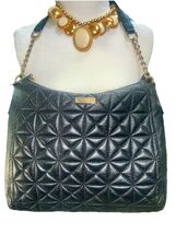 Kate Spade NY Black Diamond Quilted Cowhide Leather Shoulder Bag Gold Ch... - $68.45 CAD