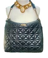 Kate Spade NY Black Diamond Quilted Cowhide Leather Shoulder Bag Gold Ch... - $68.45 CAD