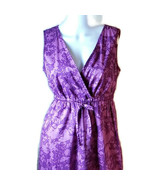 Eddie Bauer &quot;Iris&quot; Purple Floral Lined Cotton Faux Wrap Sleeveless Dress... - $34.47