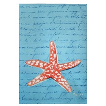 Betsy Drake Coral Starfish Blue Script Guest Towel - £27.39 GBP