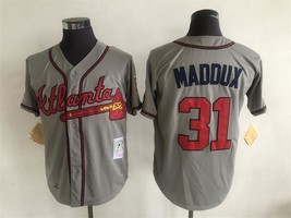 Men&#39;s Greg Maddux #31 Jersey Braves Throwback Gray White Uniform - €40,61 EUR