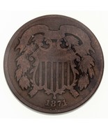 1871 Two Cent Piece in Good Condition, Bronw Color, Full Rims, No Problems - $64.32 CAD
