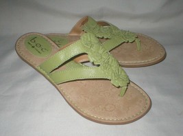 B.O.C. Born Concept Green Leather Flower detail Thong Flip Flop Sandals Size 8 - £17.38 GBP