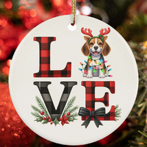 Love Beagle Dog Light Reindeer Antler Christmas Ornament Gift Tree Decor Hanging - £12.61 GBP