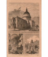 Engraved Print &quot;St Paul&#39;s Cathedral&quot; c1900 - £11.68 GBP