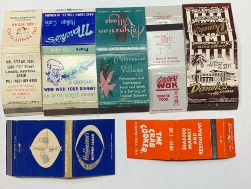 Primary image for Lot Of 7 Vintage Restaurant Matchbook Covers ST PETERSBURG BOSTON OMAHA 20-354