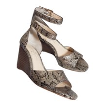 Jessica Simpson Womens Gold Snake Print Sparkle Buckle Open Toe Wedge Sandals 7M - £55.05 GBP