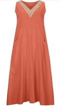 Women V Neck Lace Crochet Vintage Boho Dress Summer Sleeveless - $19.80