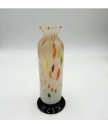 Art Glass Bud Vase Handblown 6.5&quot; Multicolored Black Base Made in Japan - £19.13 GBP